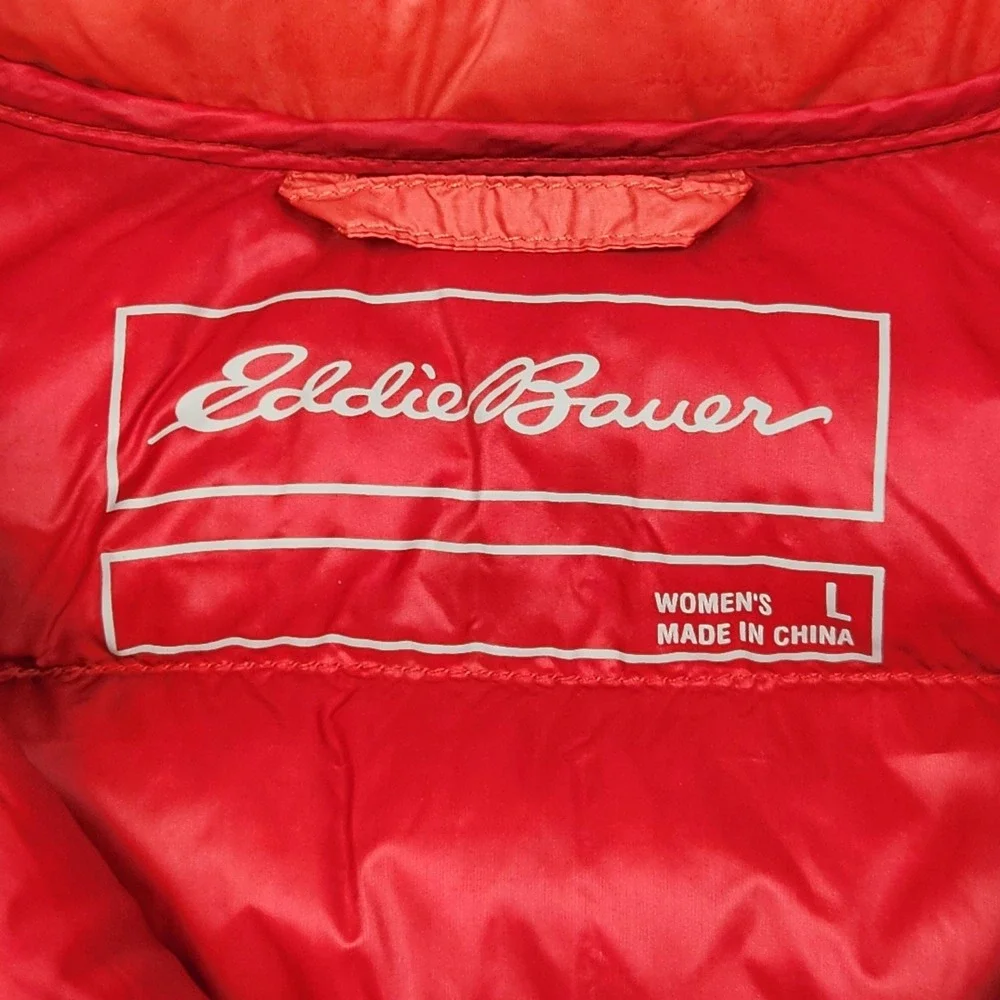 Eddie Bauer Down Vest Womens Large Pink‎ EB650 Quilted Puffer Lightweight Zip